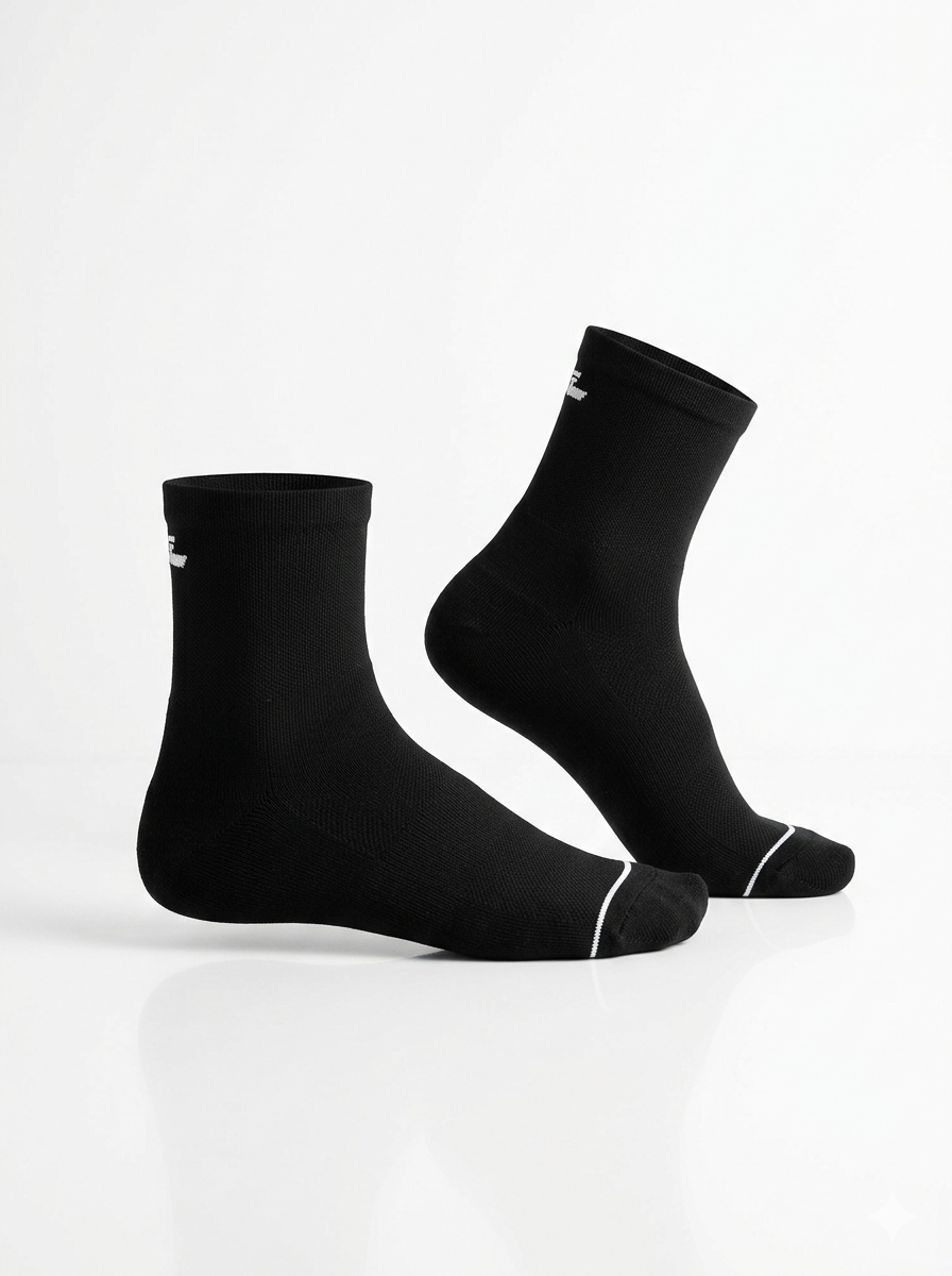 QUARTER CREW 4 Pair Bundle: Endurance Socks. Mixed Colours (2 BLACK / 2 WHITE) - FREE Shipping and Washbag