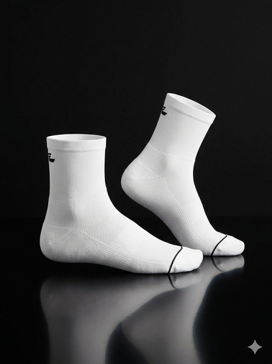 QUARTER CREW 4 Pair Bundle: Endurance Socks. Mixed Colours (2 BLACK / 2 WHITE) - FREE Shipping and Washbag