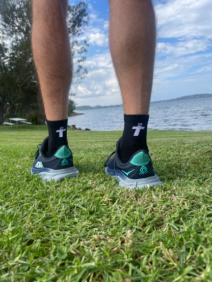 QUARTER CREW 4 Pair Bundle: Endurance Socks (BLACK) FREE Shipping and Washbag