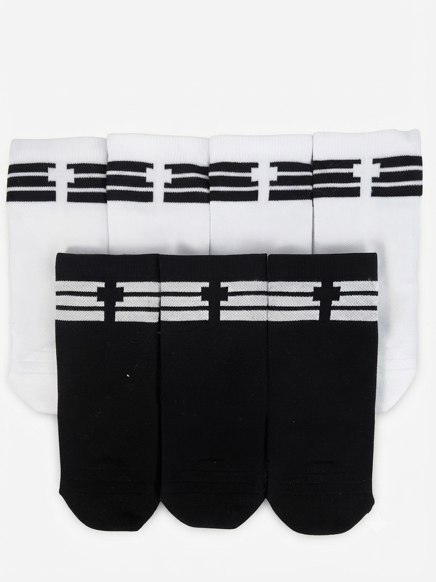 CREW 7 Pair Bundle: Endurance Socks - 4 White / 3 Black