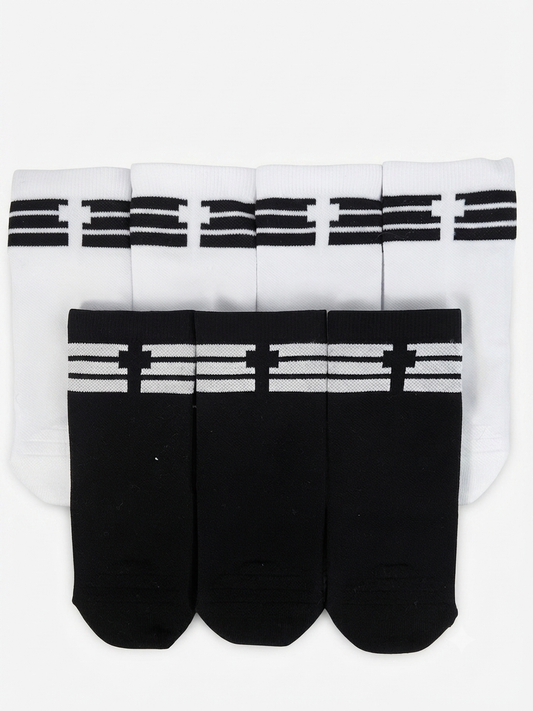 CREW 7 Pair Bundle: Endurance Socks - 4 White / 3 Black