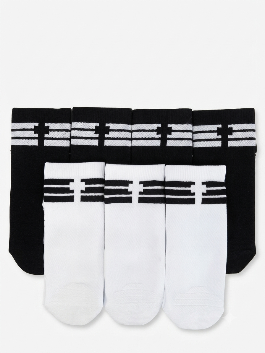 CREW 7 Pair Bundle: Endurance Socks - 4 Black / 3 White