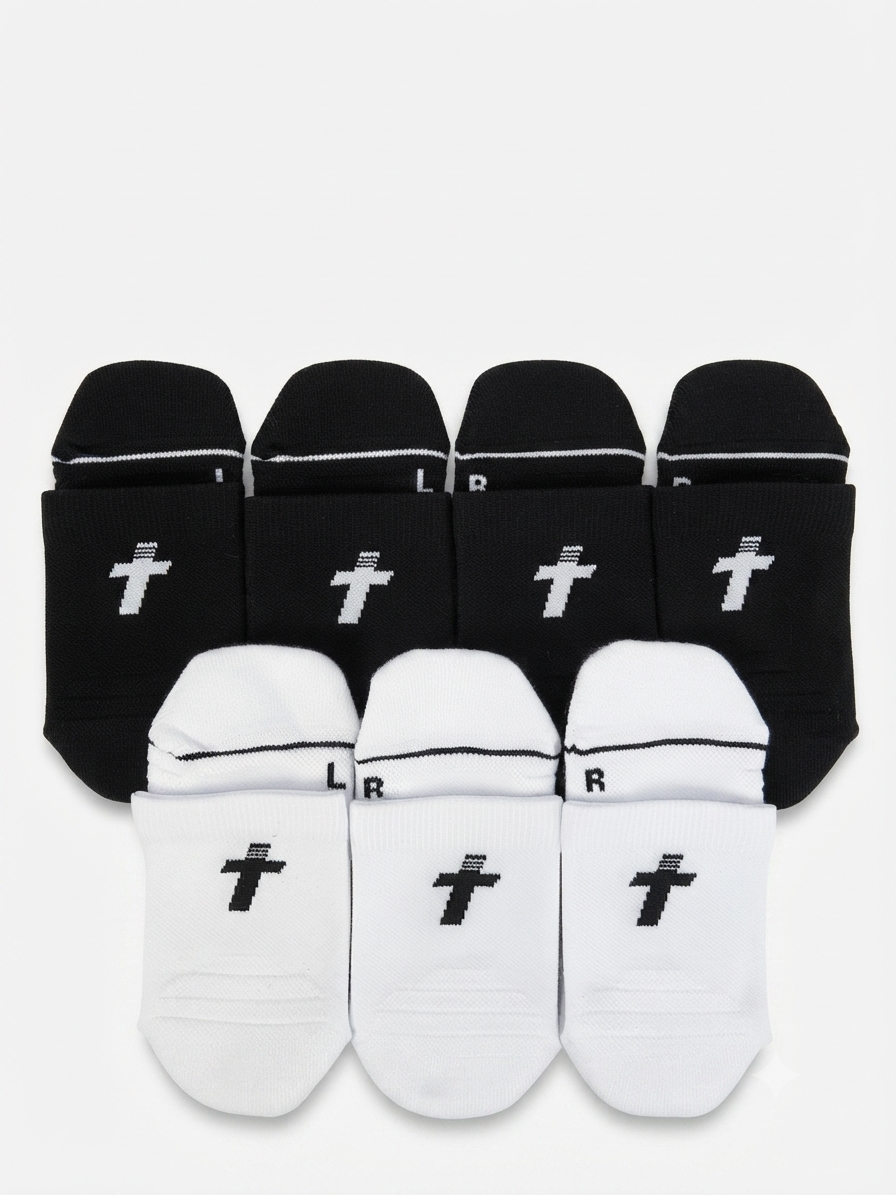 QUARTER CREW 7 Pair Bundle: Endurance Socks - 4 Black / 3 White (SAVE $75)