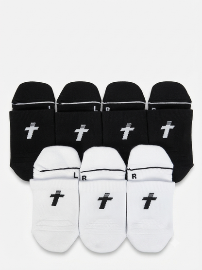 QUARTER CREW 7 Pair Bundle: Endurance Socks - 4 Black / 3 White (SAVE $75)