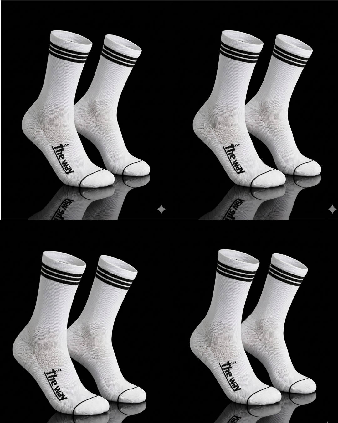 CREW 4 Pair Bundle: Endurance Socks (WHITE) - FREE Shipping and Washbag