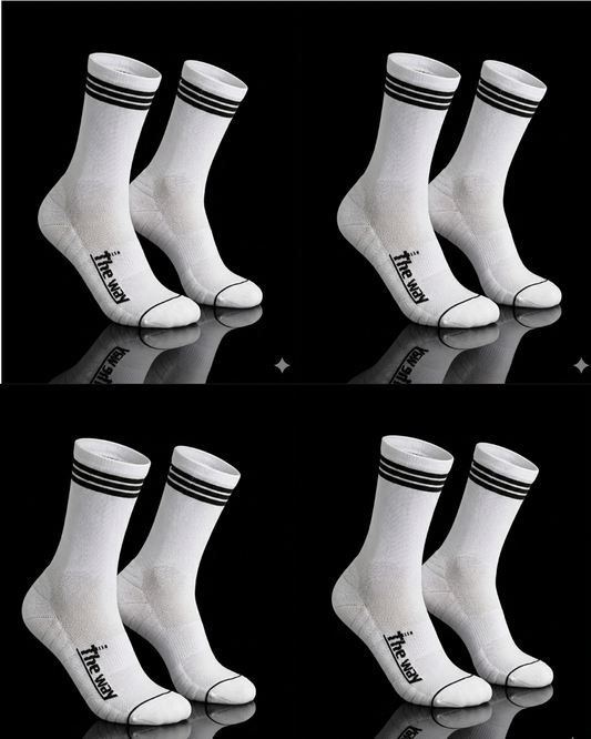 CREW 4 Pair Bundle: Endurance Socks (WHITE) - FREE Shipping and Washbag