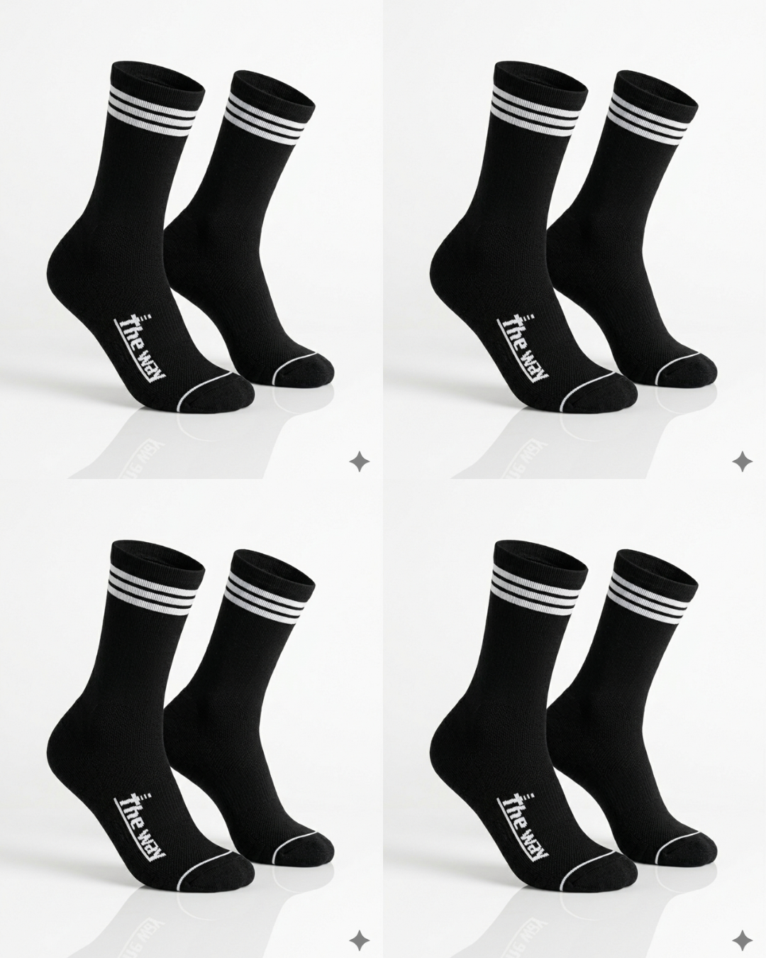 CREW 4 Pair Bundle: Endurance Socks - BLACK