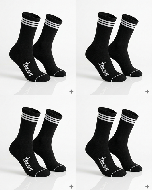 CREW 4 Pair Bundle: Endurance Socks (BLACK) - FREE Shipping and Washbag
