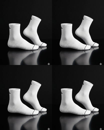 QUARTER CREW 4 Pair Bundle: Endurance Socks (WHITE) FREE Shipping and Washbag