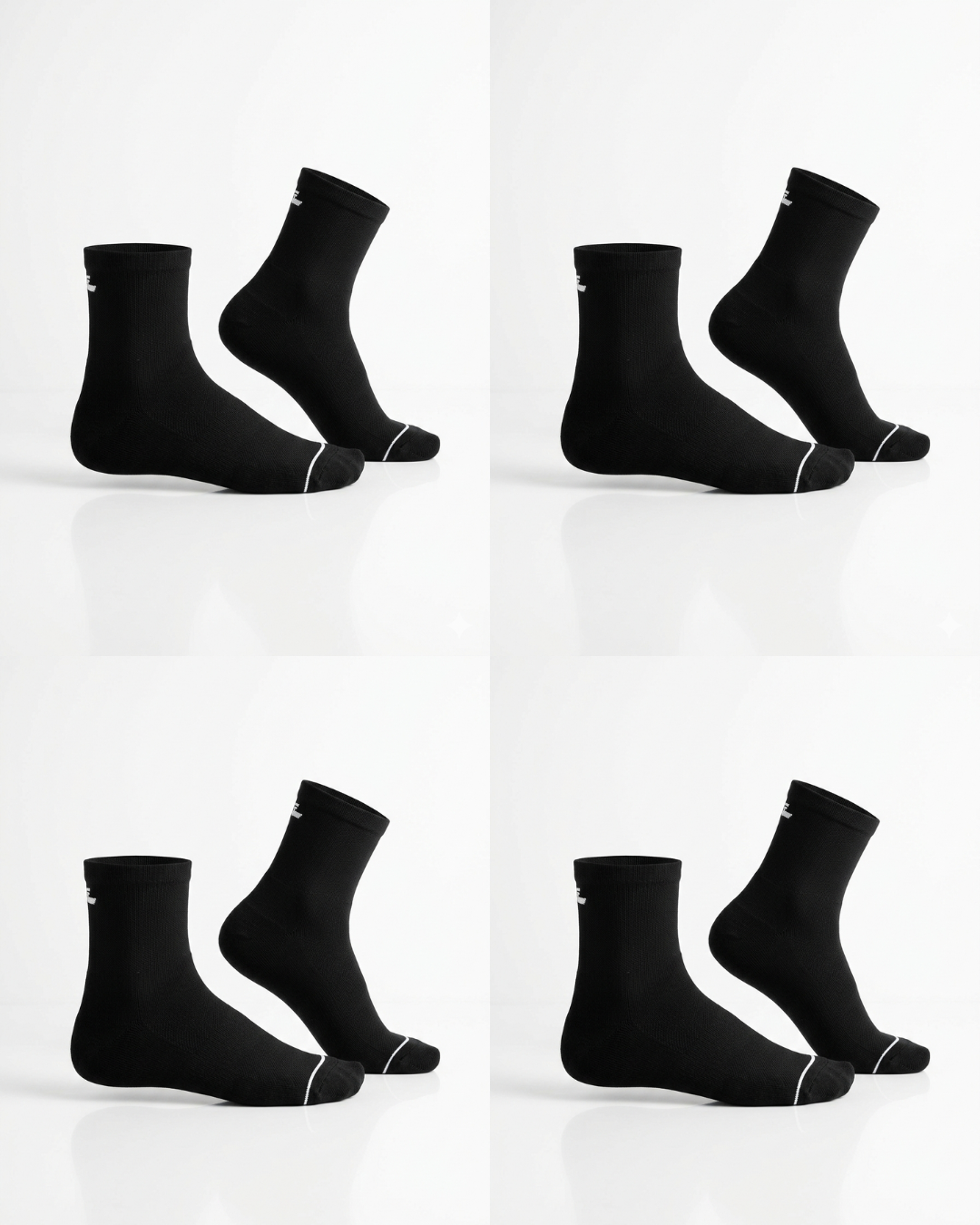 QUARTER CREW 4 Pair Bundle: Endurance Socks (BLACK) FREE Shipping and Washbag