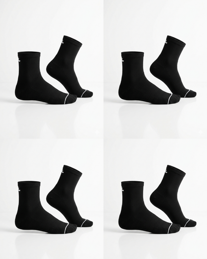 QUARTER CREW 4 Pair Bundle: Endurance Socks (BLACK) FREE Shipping and Washbag