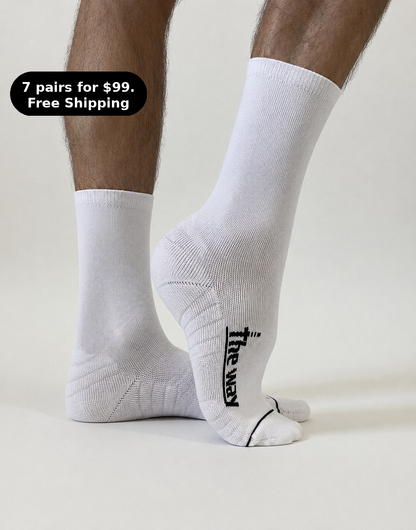 CREW - JUST BLACK or JUST WHITE.  Medium Cushion & Compression